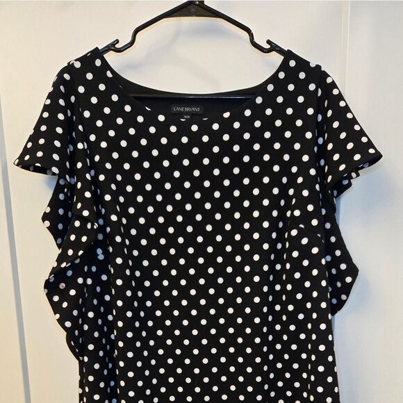 Lane Bryant black & white polka dot dress Flutter sleeves plus size 18/20 - Picture 3 of 13